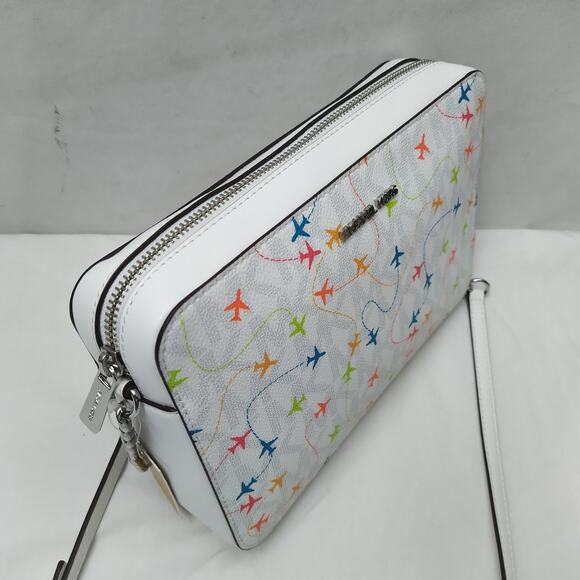 Michael Kors Jet Set Multicolor Leather Airplane Printed Crossbody Bag - NWT - Picture 6 of 14